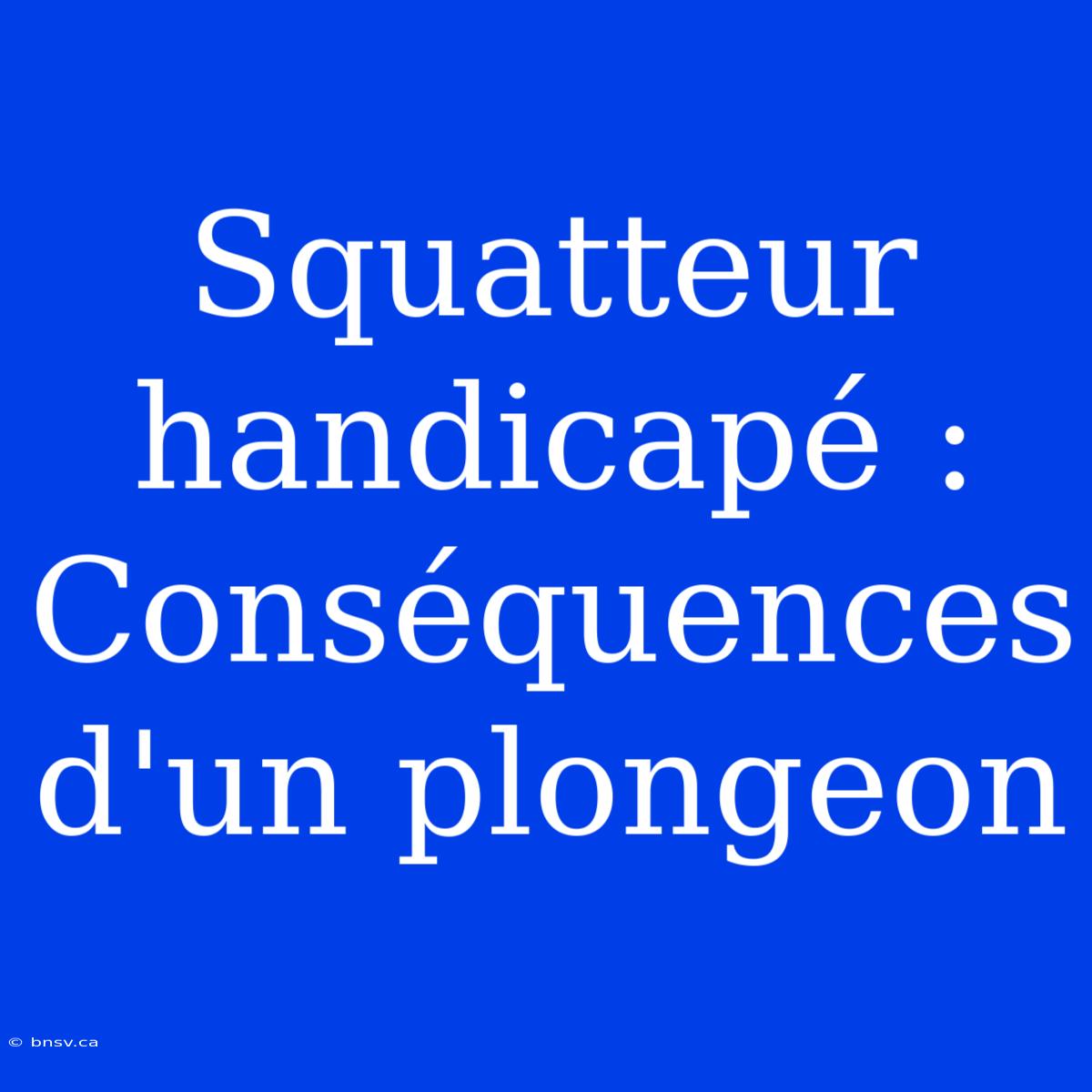 Squatteur Handicapé : Conséquences D'un Plongeon