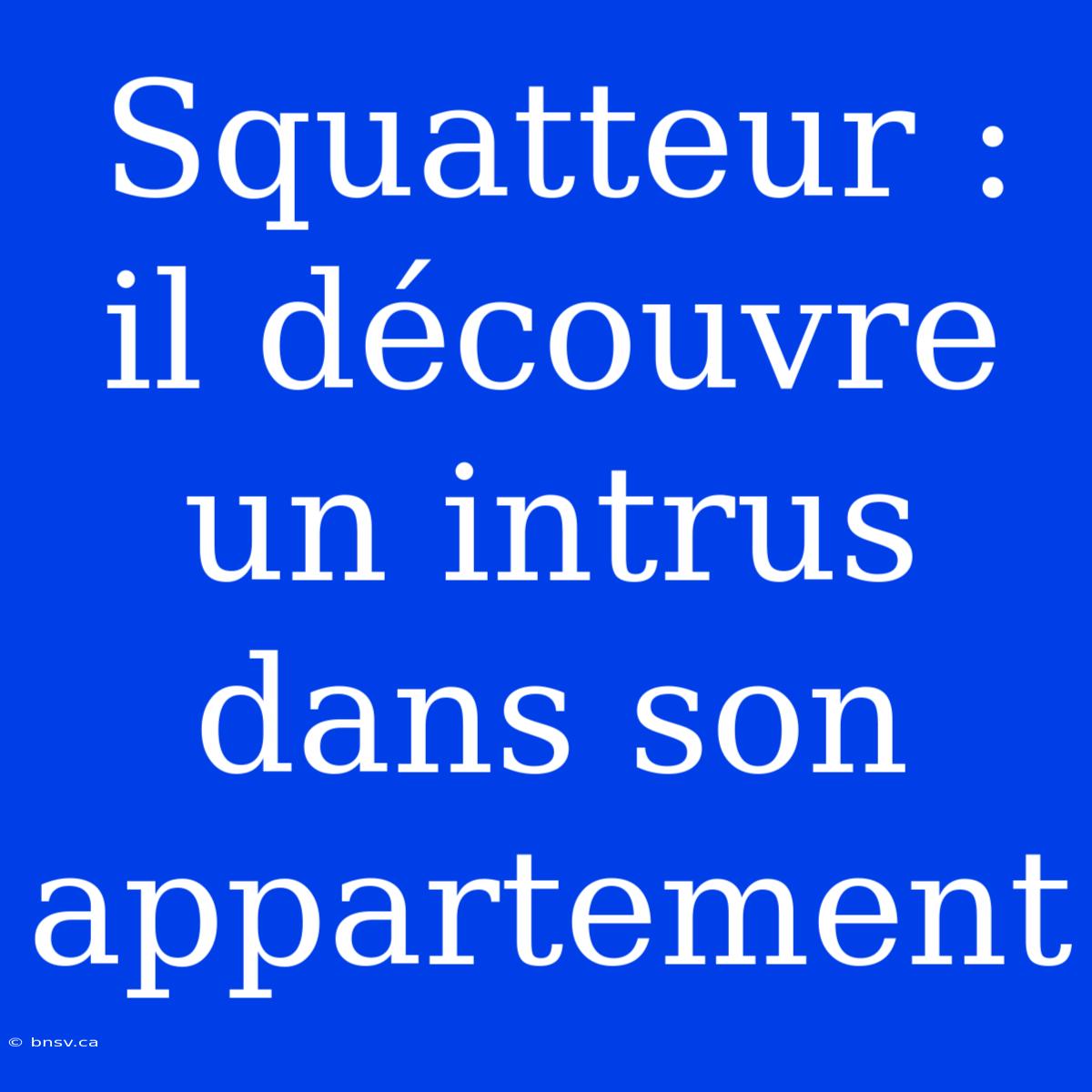 Squatteur : Il Découvre Un Intrus Dans Son Appartement