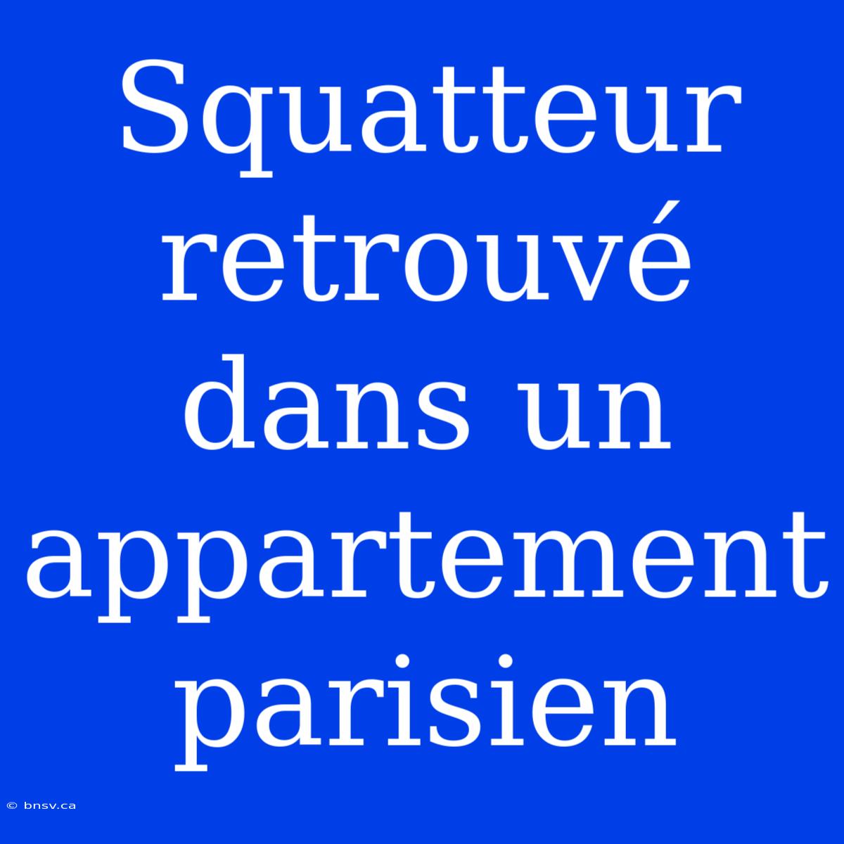 Squatteur Retrouvé Dans Un Appartement Parisien