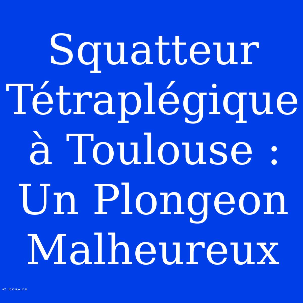 Squatteur Tétraplégique À Toulouse : Un Plongeon Malheureux