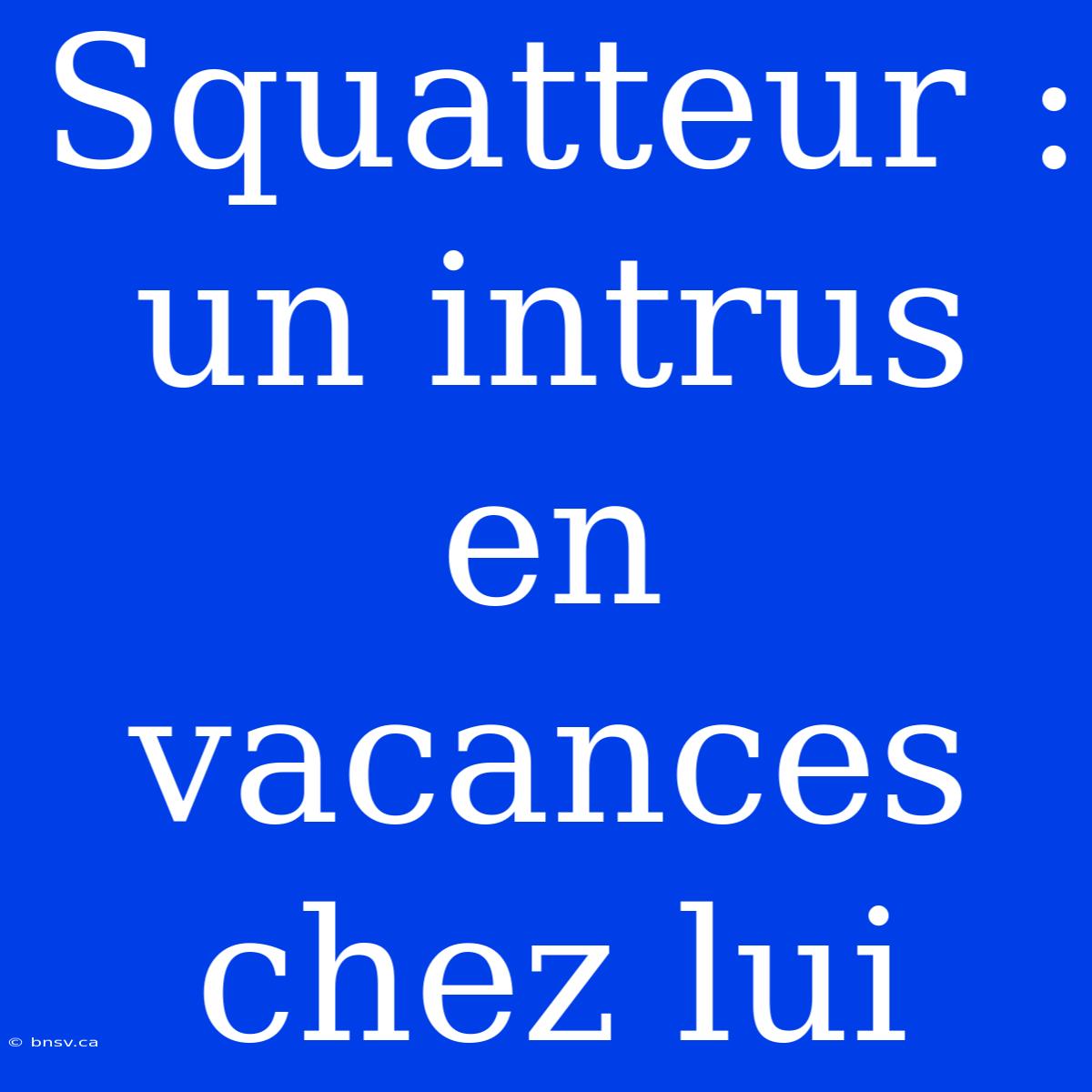 Squatteur : Un Intrus En Vacances Chez Lui