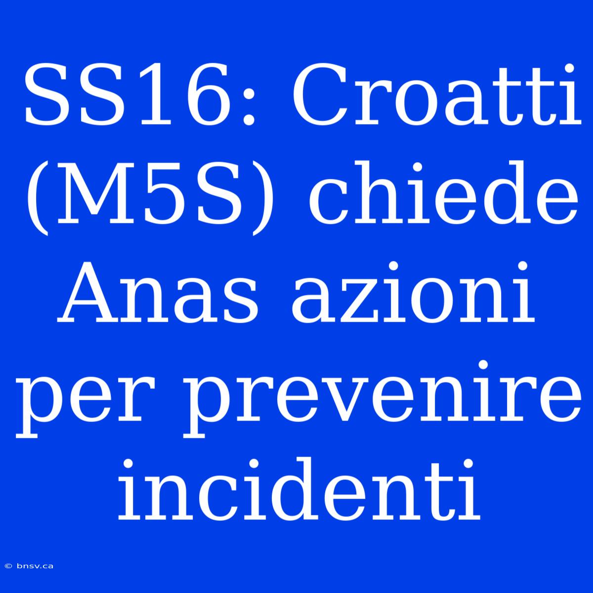 SS16: Croatti (M5S) Chiede Anas Azioni Per Prevenire Incidenti