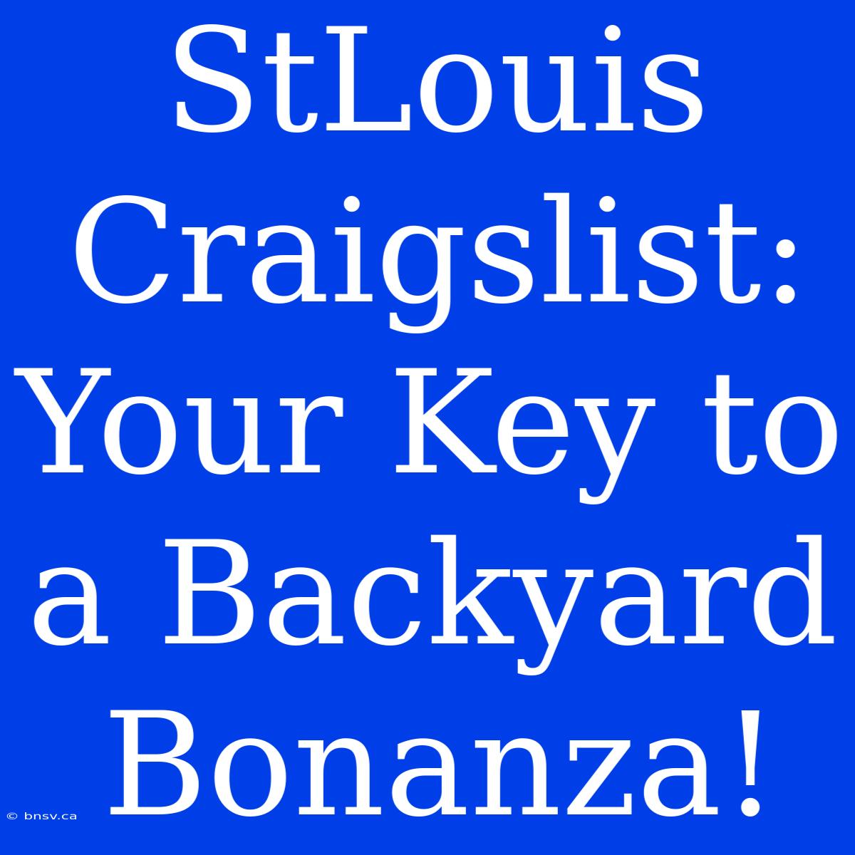 StLouis Craigslist: Your Key To A Backyard Bonanza!