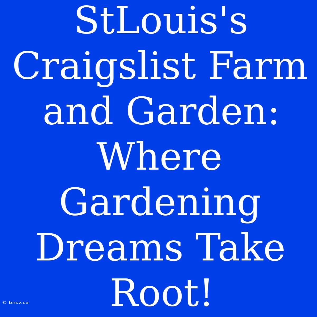 StLouis's Craigslist Farm And Garden: Where Gardening Dreams Take Root!