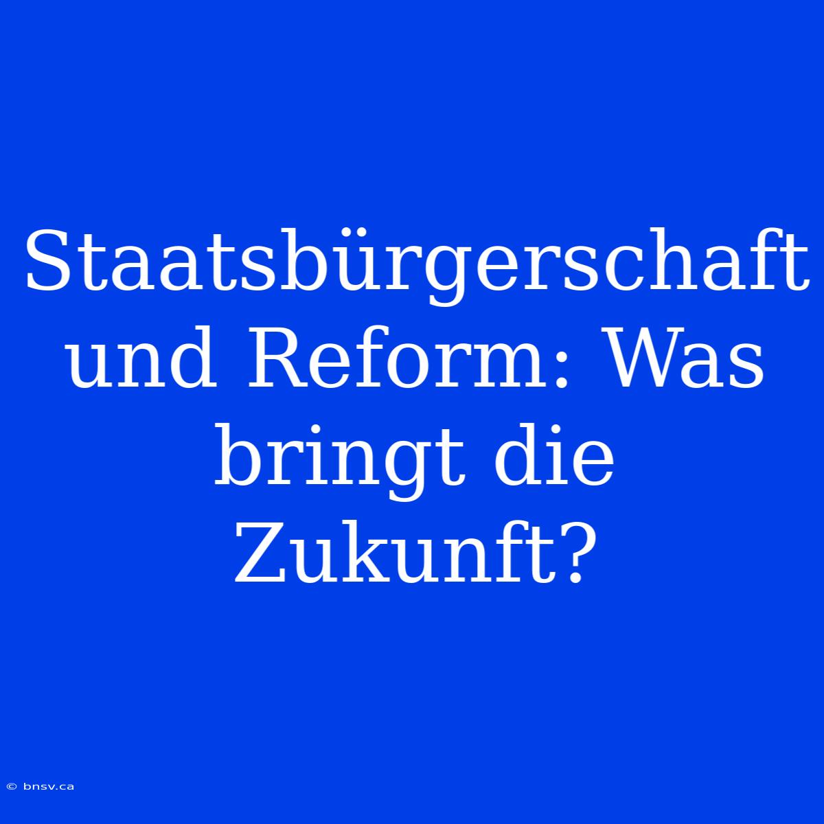 Staatsbürgerschaft Und Reform: Was Bringt Die Zukunft?