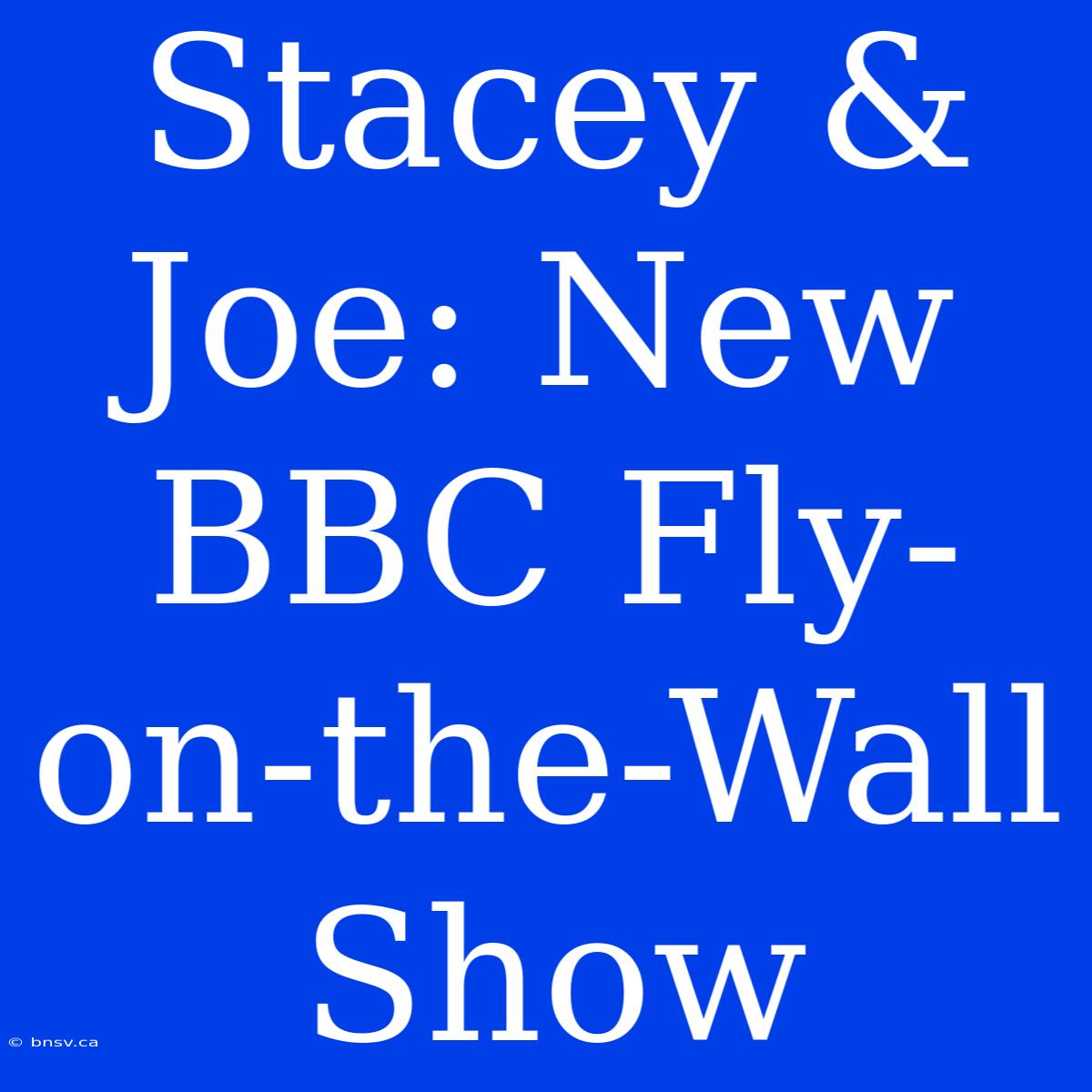 Stacey & Joe: New BBC Fly-on-the-Wall Show