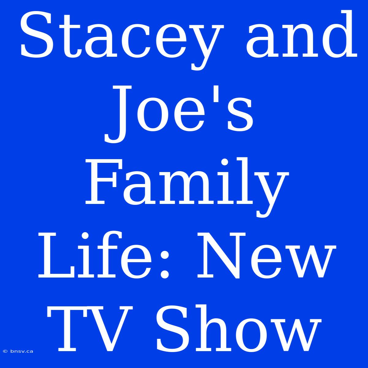 Stacey And Joe's Family Life: New TV Show