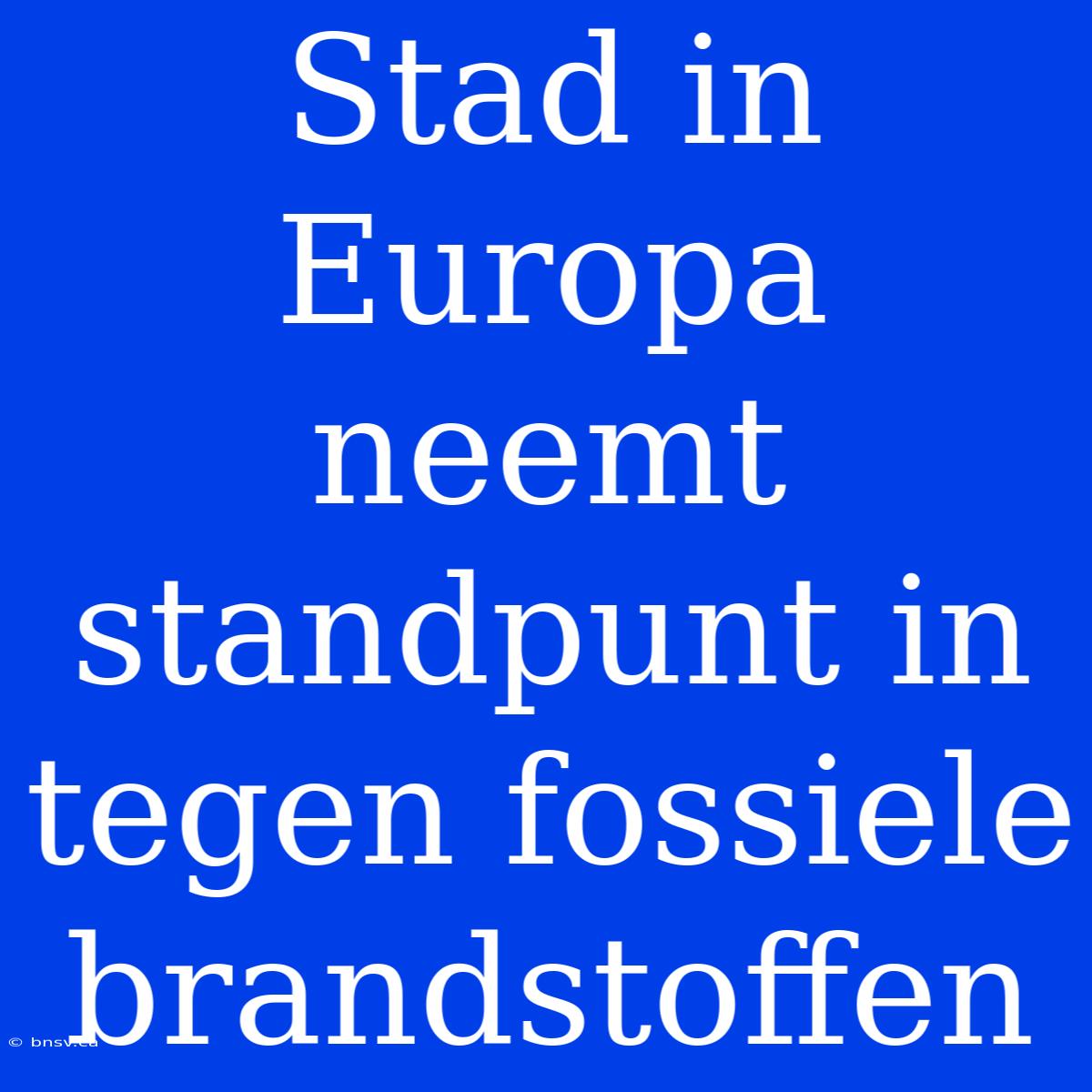 Stad In Europa Neemt Standpunt In Tegen Fossiele Brandstoffen