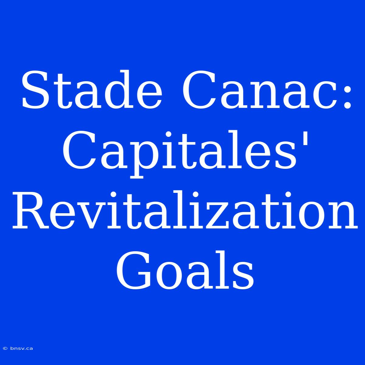 Stade Canac: Capitales' Revitalization Goals