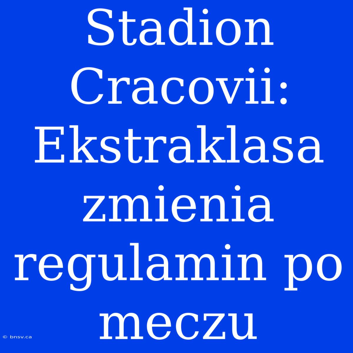 Stadion Cracovii: Ekstraklasa Zmienia Regulamin Po Meczu