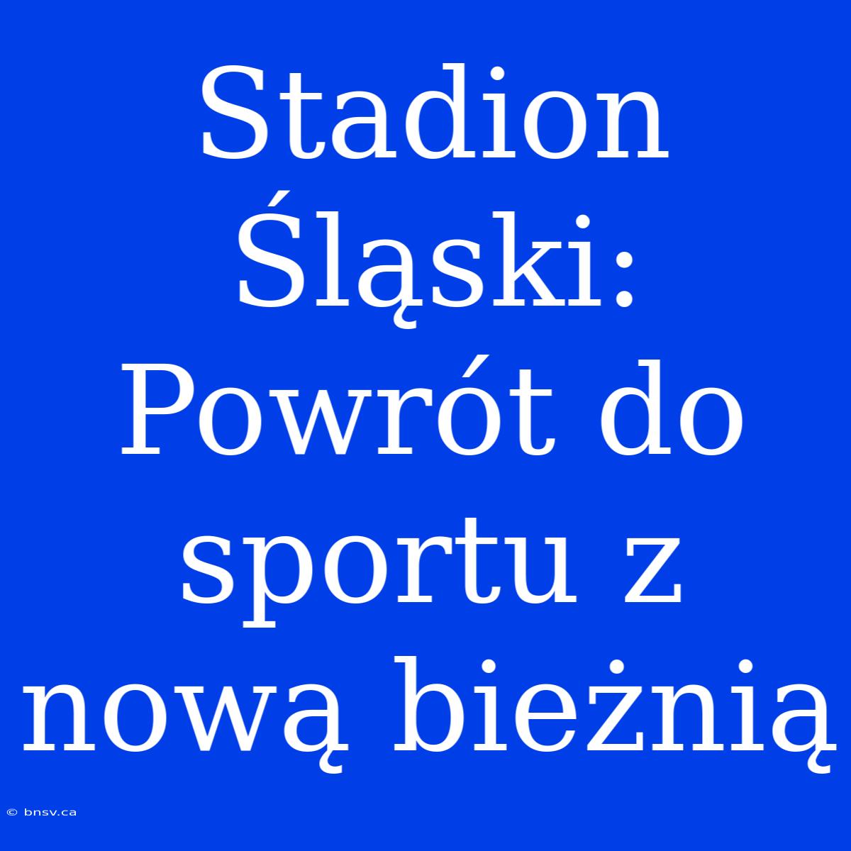 Stadion Śląski: Powrót Do Sportu Z Nową Bieżnią