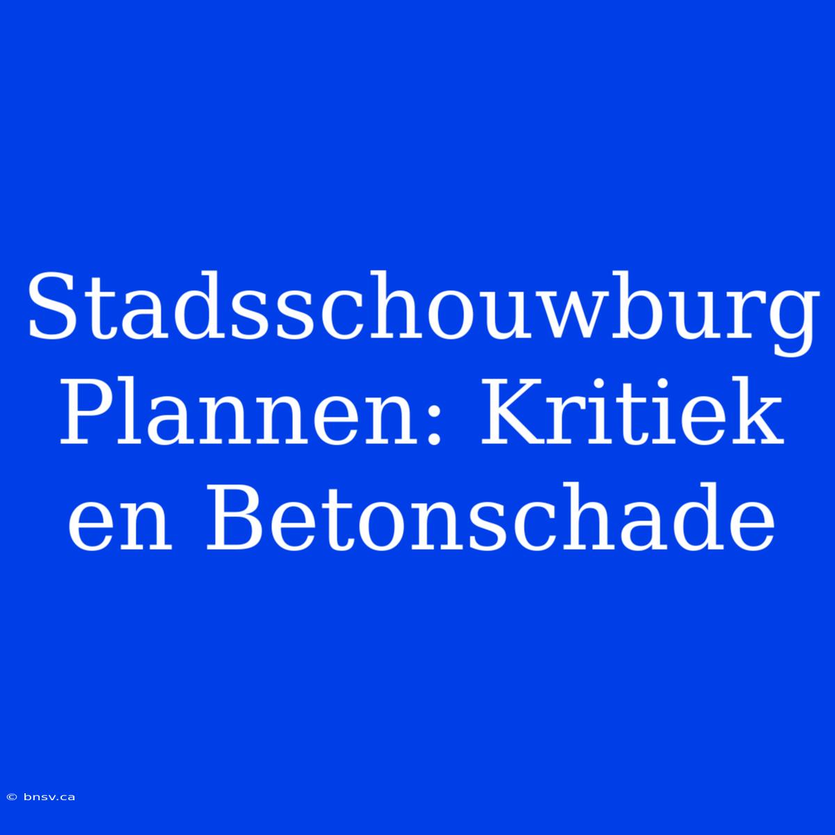 Stadsschouwburg Plannen: Kritiek En Betonschade