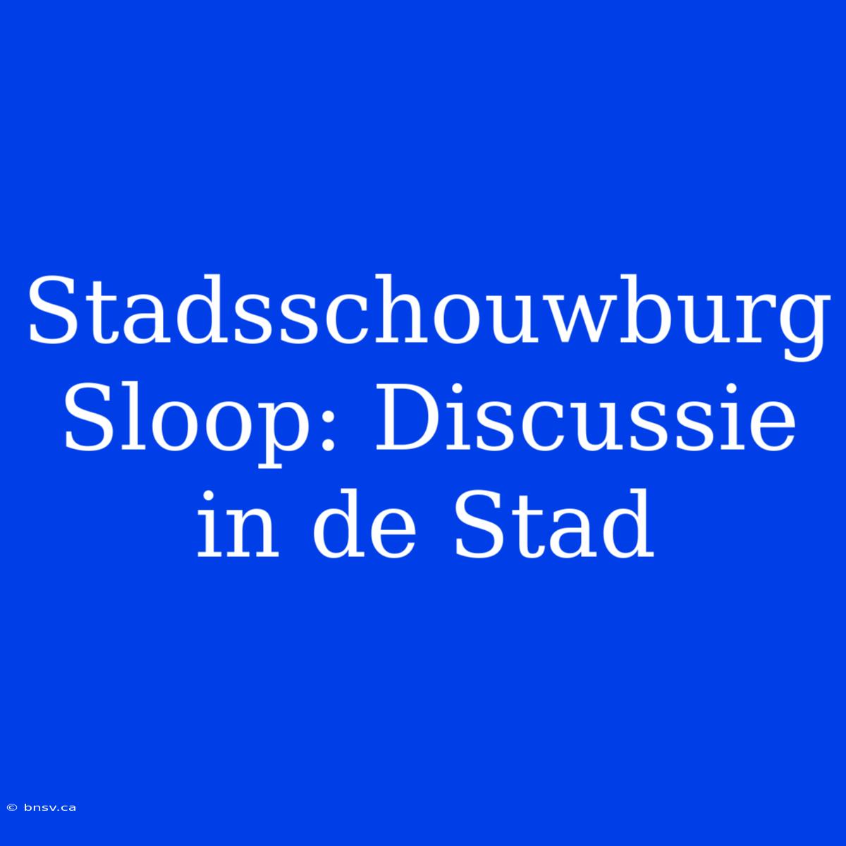 Stadsschouwburg Sloop: Discussie In De Stad