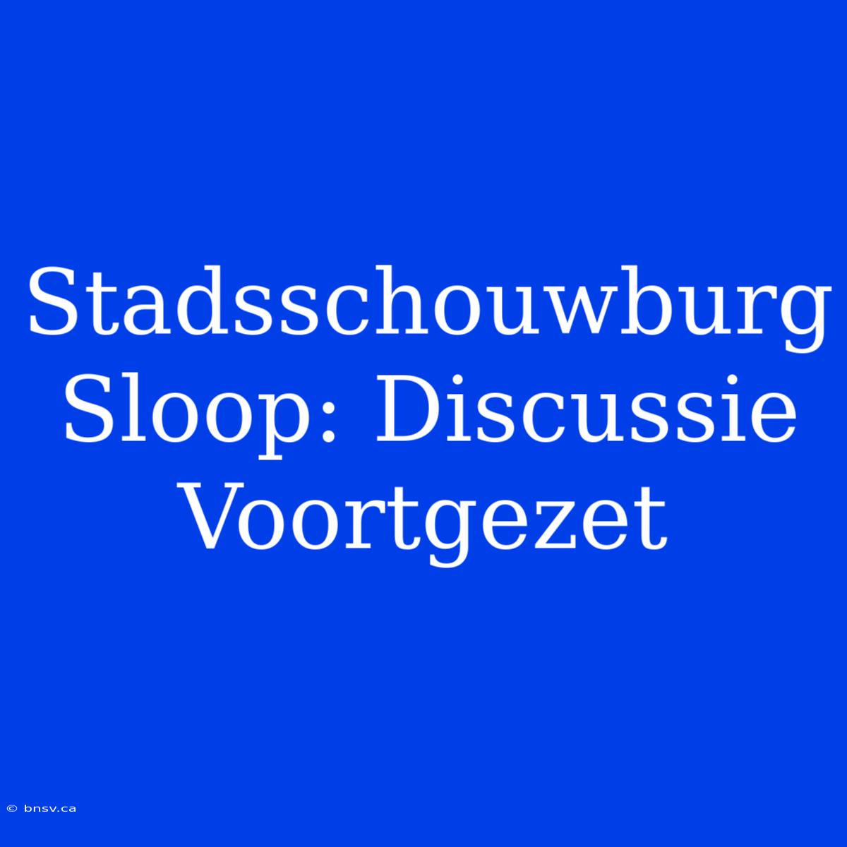 Stadsschouwburg Sloop: Discussie Voortgezet