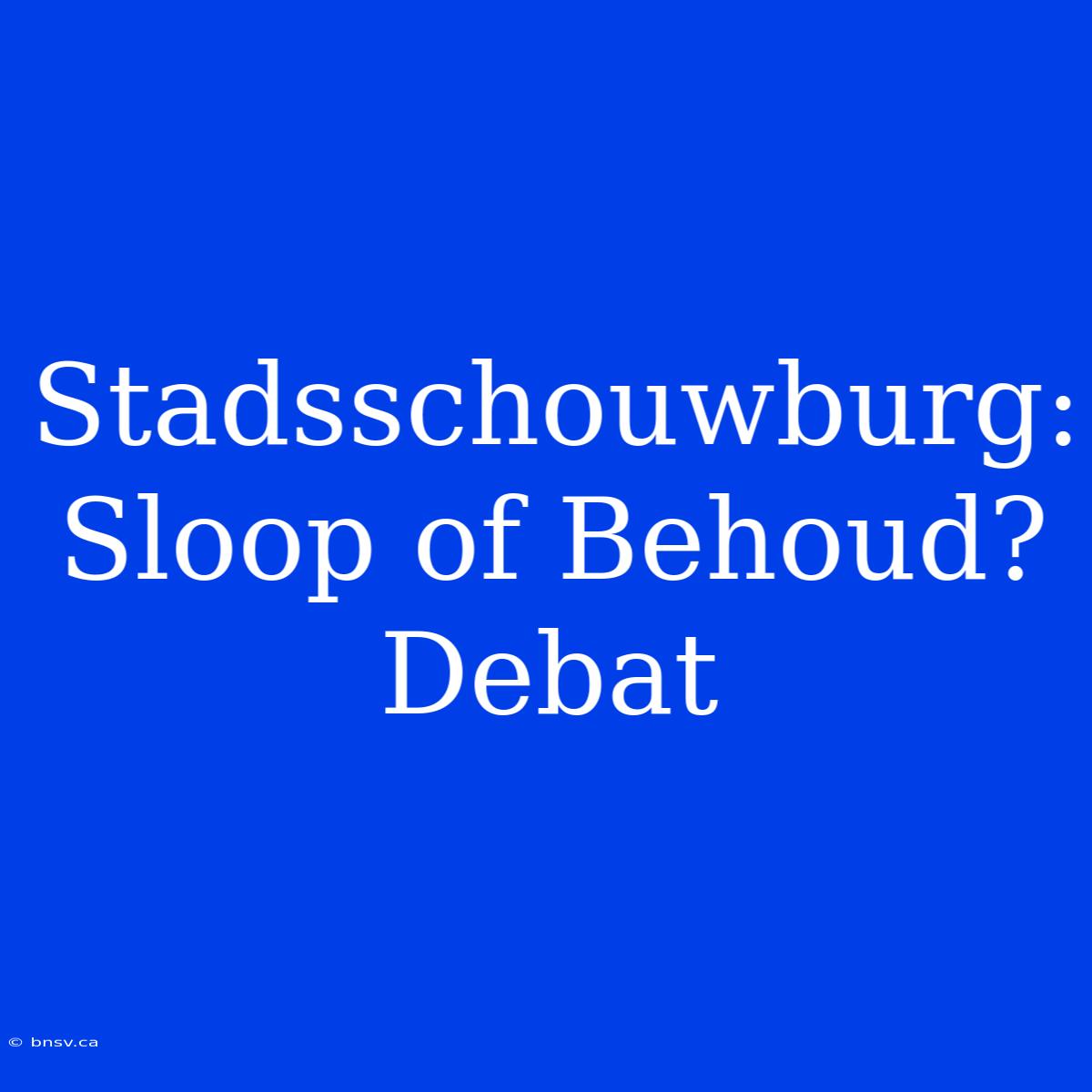 Stadsschouwburg: Sloop Of Behoud? Debat