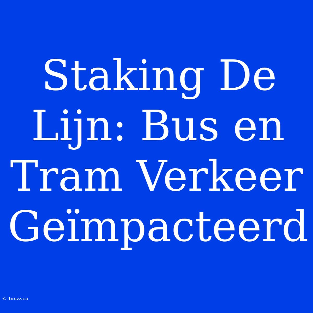 Staking De Lijn: Bus En Tram Verkeer Geïmpacteerd