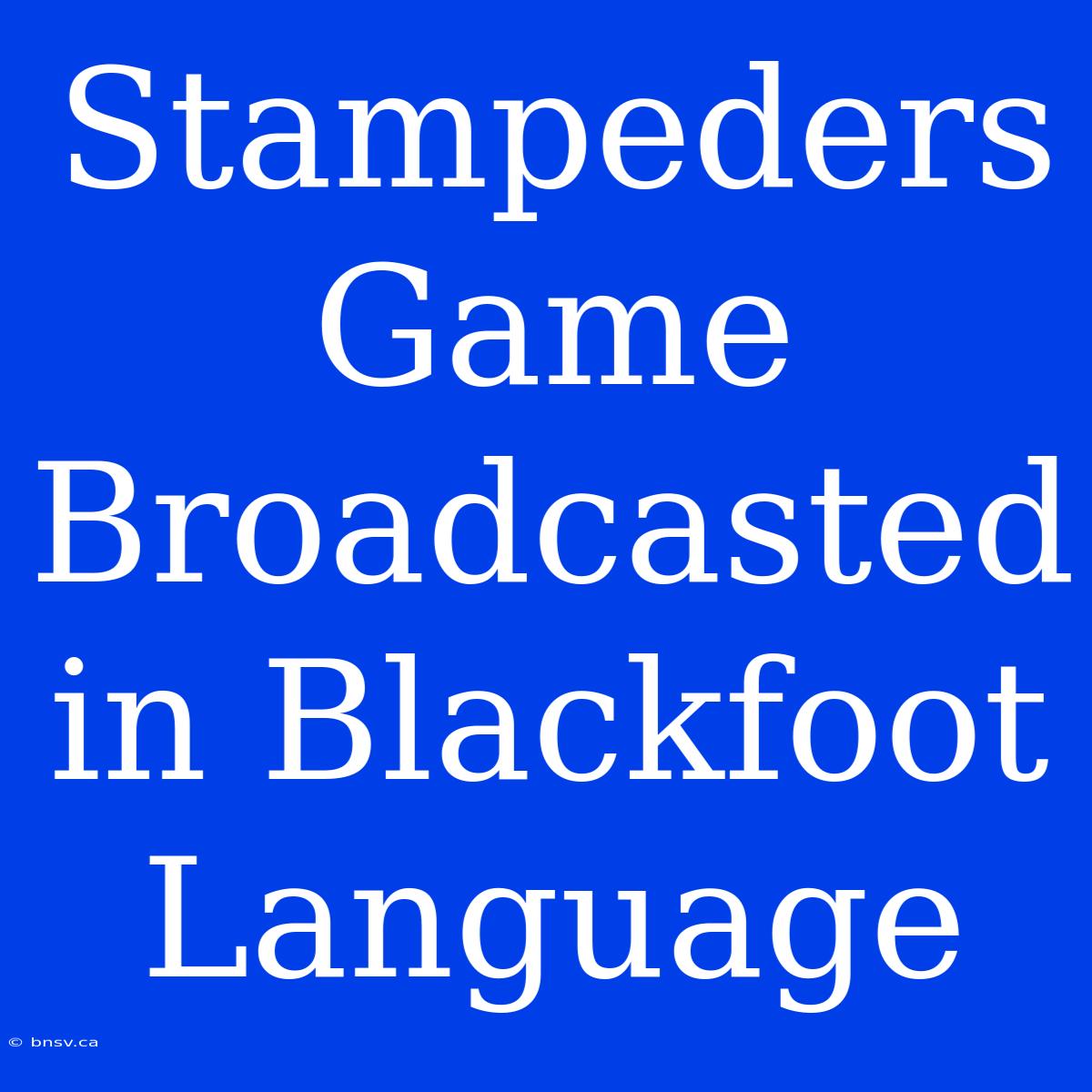 Stampeders Game Broadcasted In Blackfoot Language