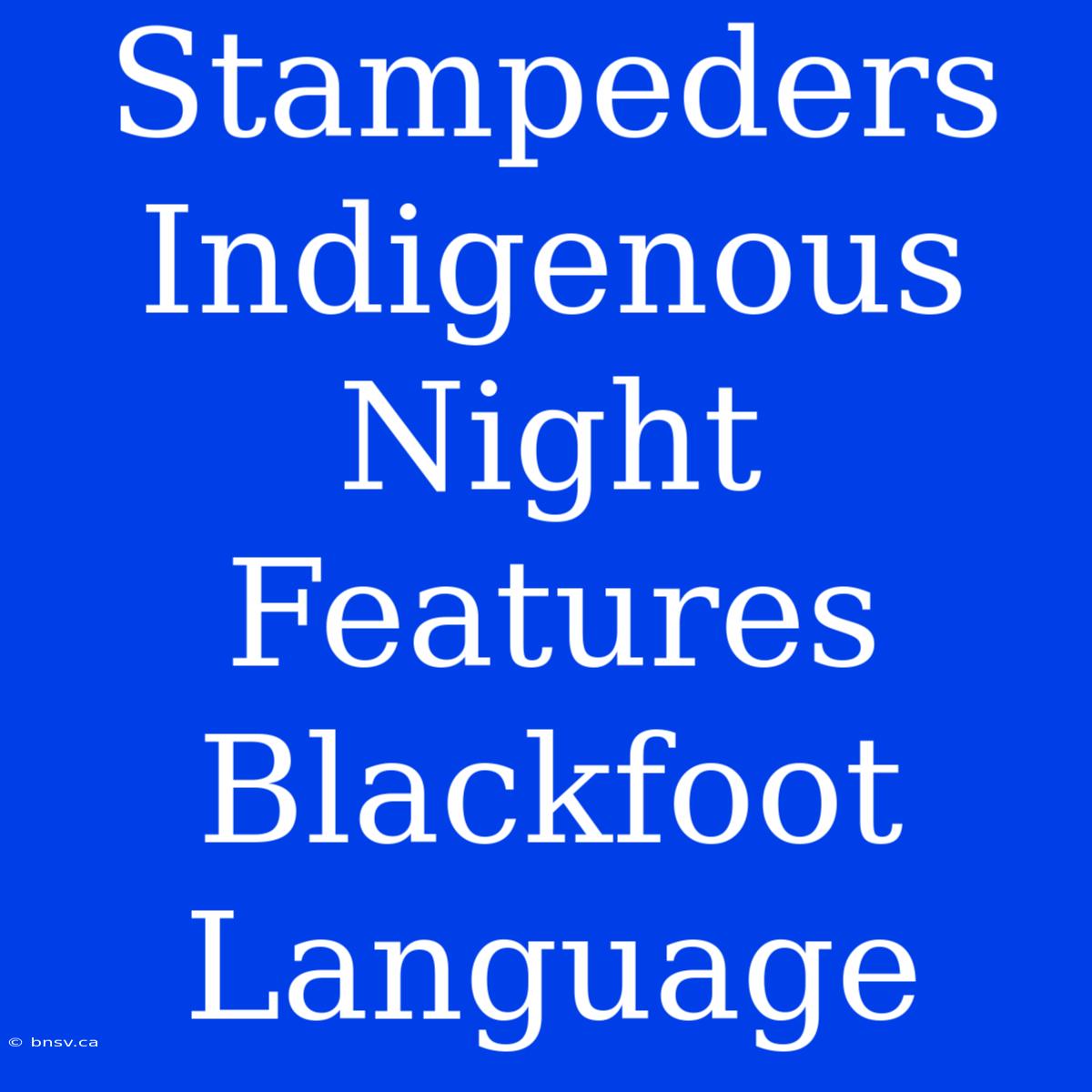 Stampeders Indigenous Night Features Blackfoot Language