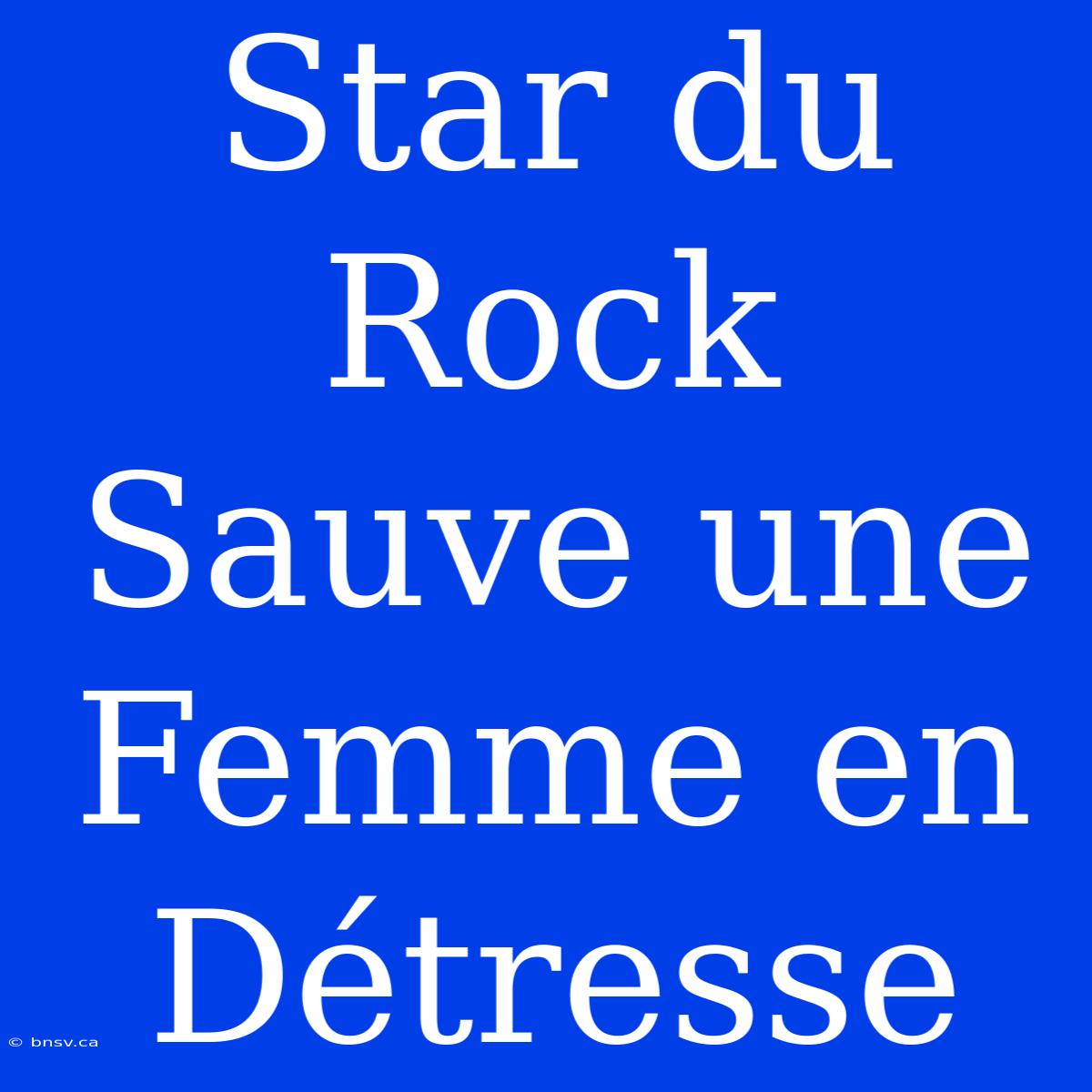 Star Du Rock Sauve Une Femme En Détresse