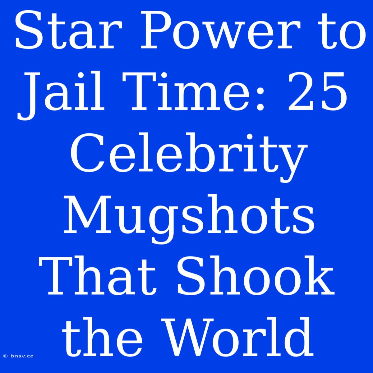 Star Power To Jail Time: 25 Celebrity Mugshots That Shook The World