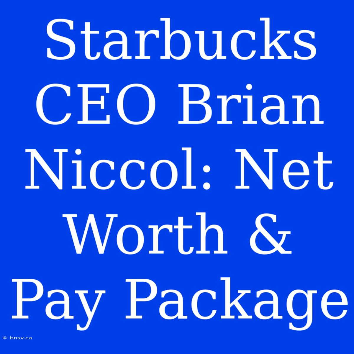 Starbucks CEO Brian Niccol: Net Worth & Pay Package