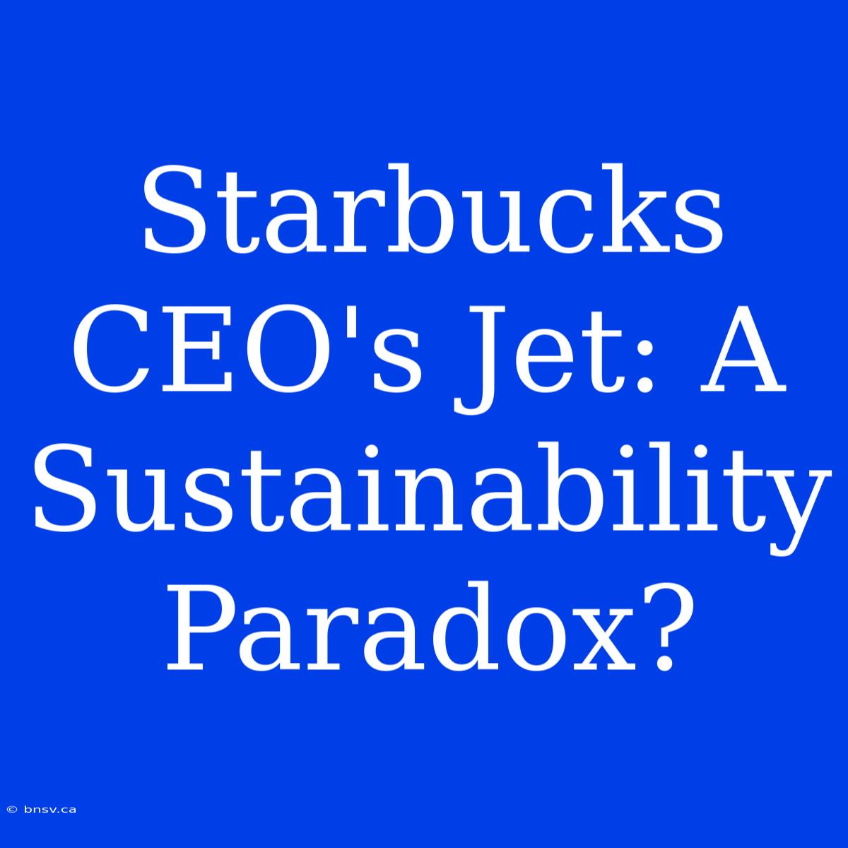 Starbucks CEO's Jet: A Sustainability Paradox?