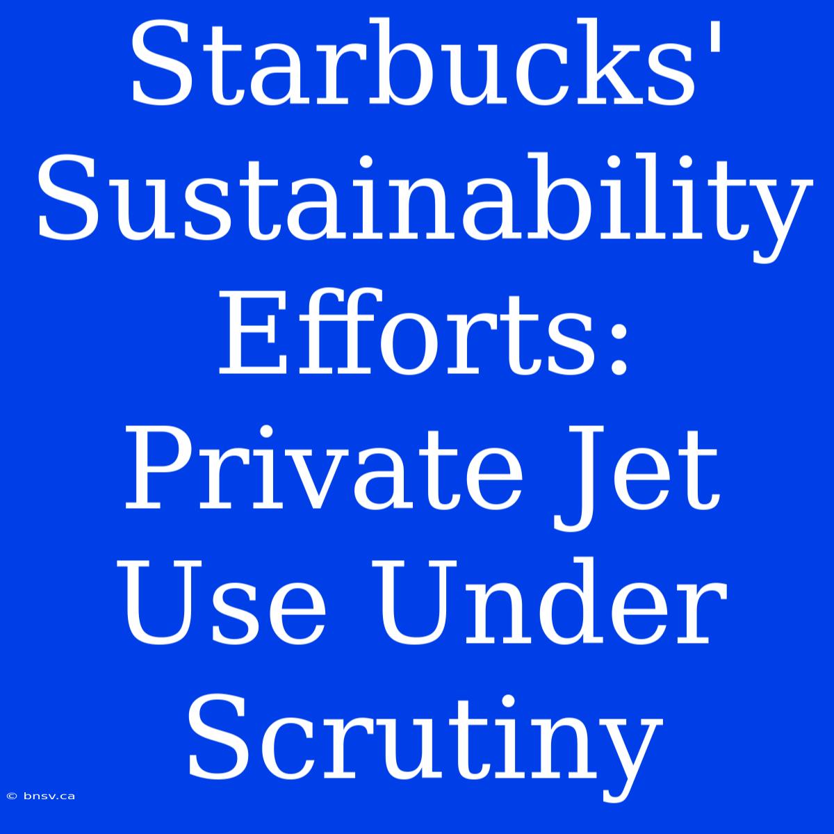 Starbucks' Sustainability Efforts: Private Jet Use Under Scrutiny