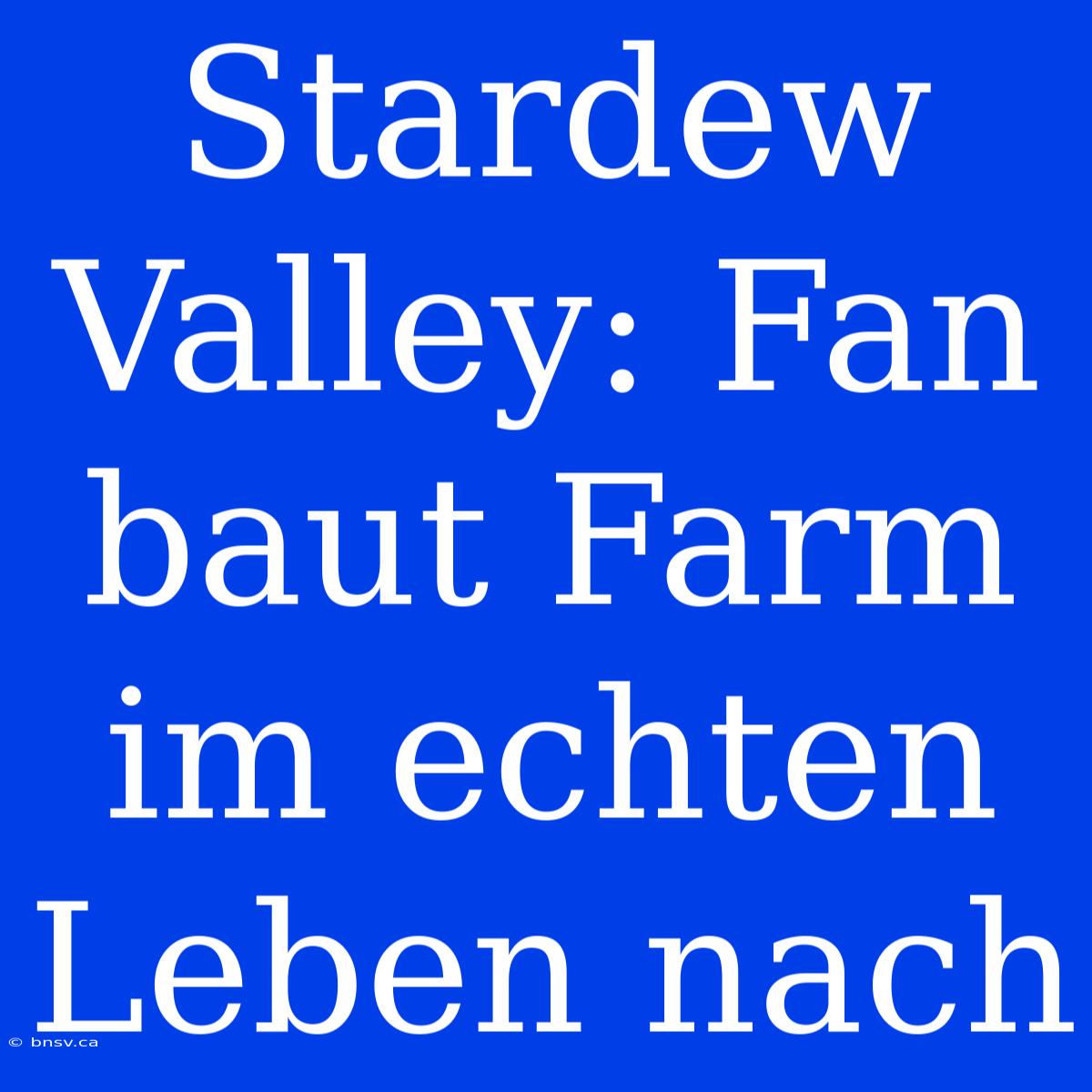 Stardew Valley: Fan Baut Farm Im Echten Leben Nach