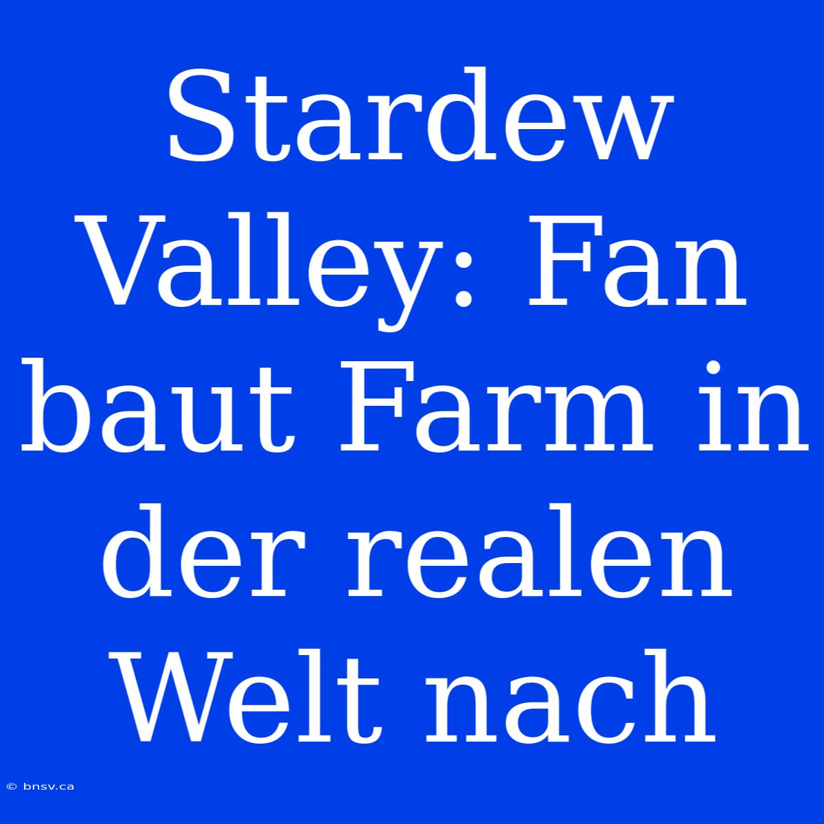 Stardew Valley: Fan Baut Farm In Der Realen Welt Nach