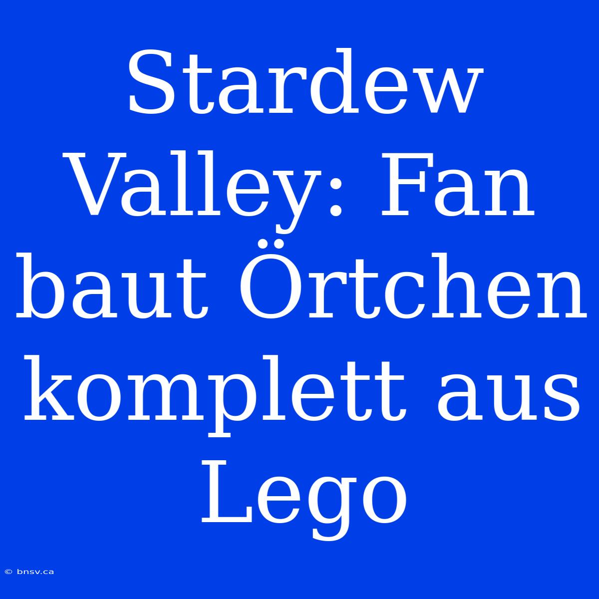 Stardew Valley: Fan Baut Örtchen Komplett Aus Lego