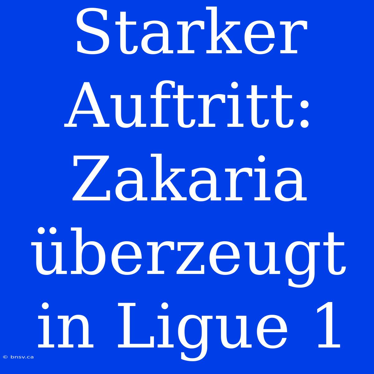 Starker Auftritt: Zakaria Überzeugt In Ligue 1