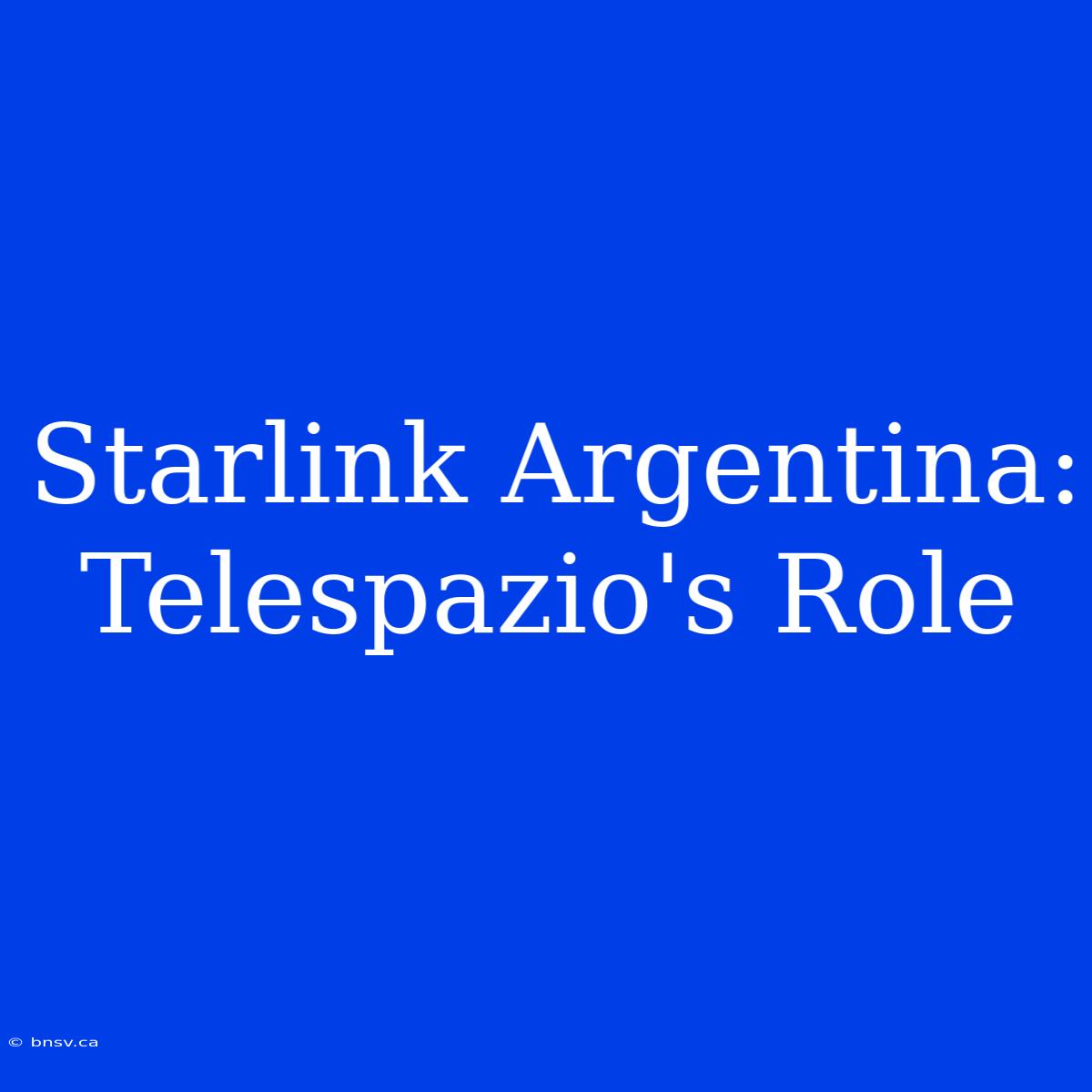 Starlink Argentina: Telespazio's Role