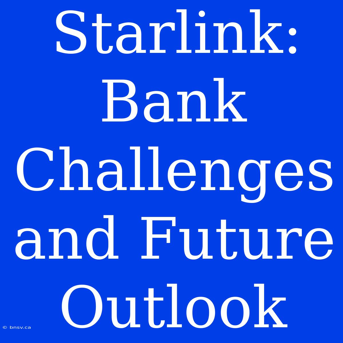 Starlink: Bank Challenges And Future Outlook