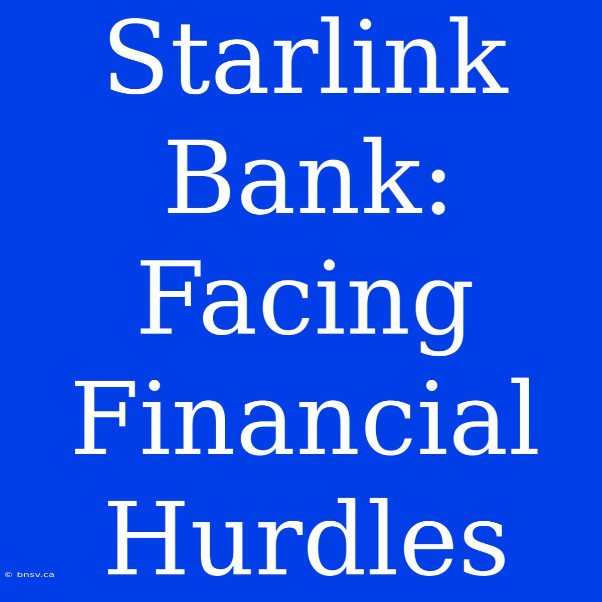 Starlink Bank: Facing Financial Hurdles