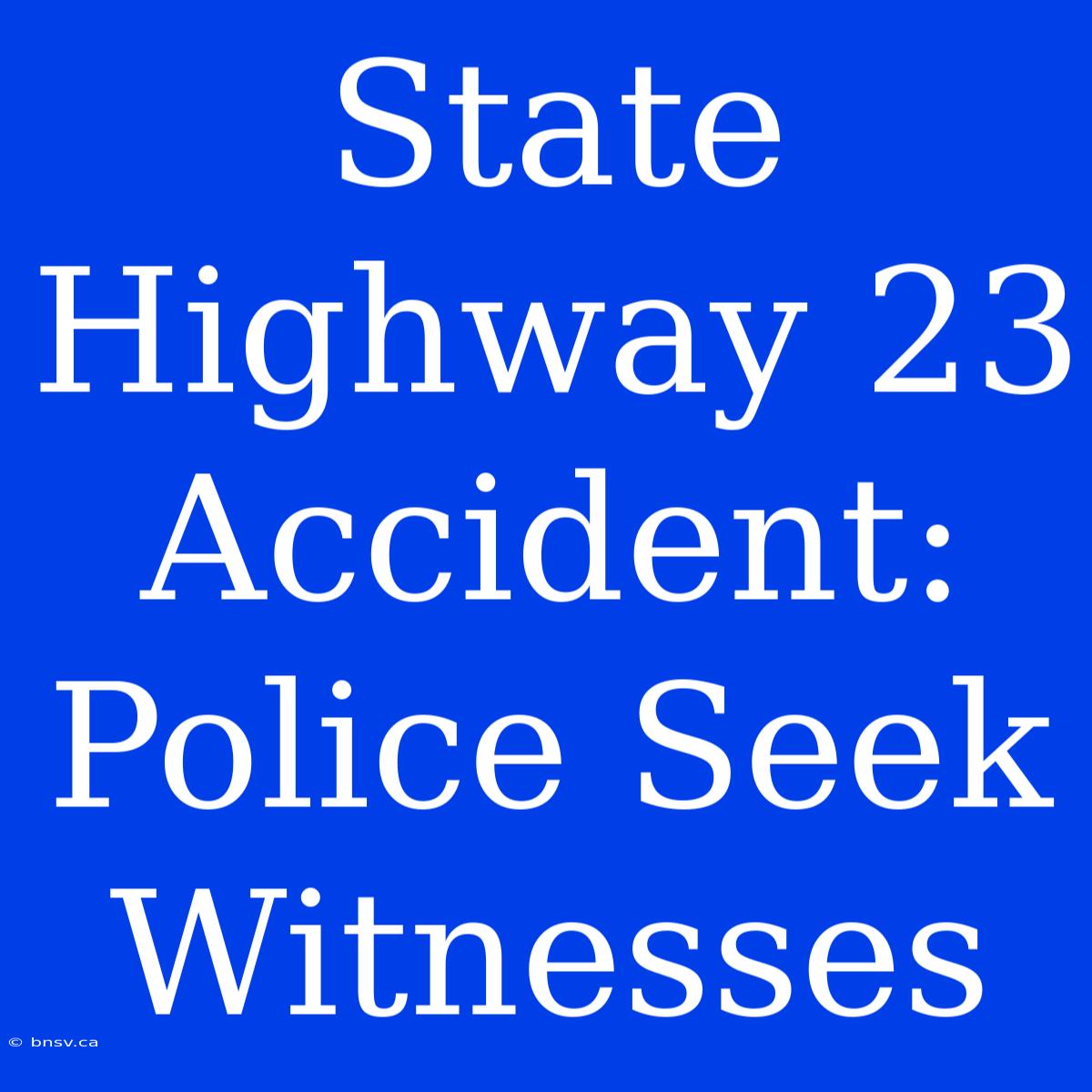 State Highway 23 Accident: Police Seek Witnesses