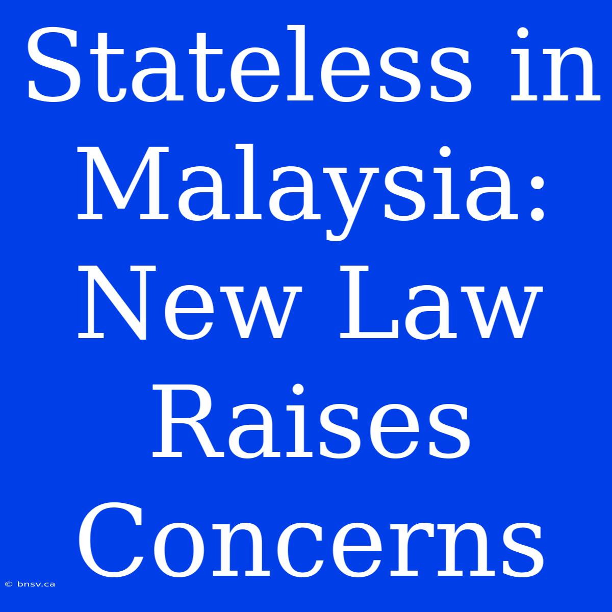 Stateless In Malaysia: New Law Raises Concerns