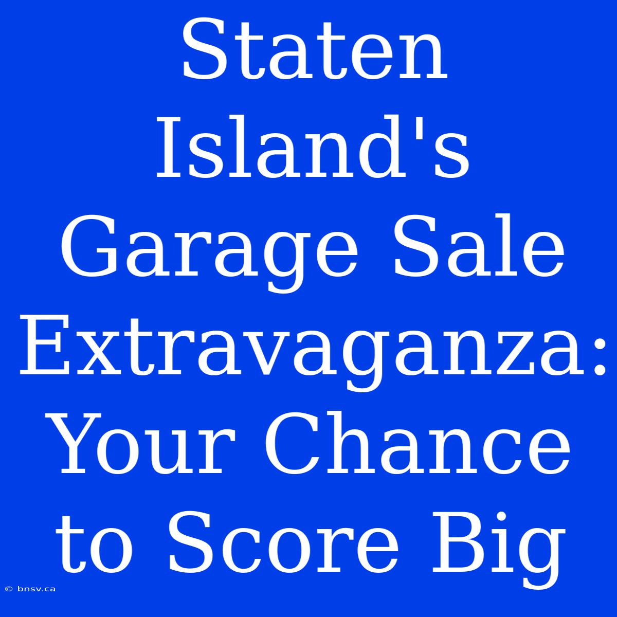 Staten Island's Garage Sale Extravaganza: Your Chance To Score Big