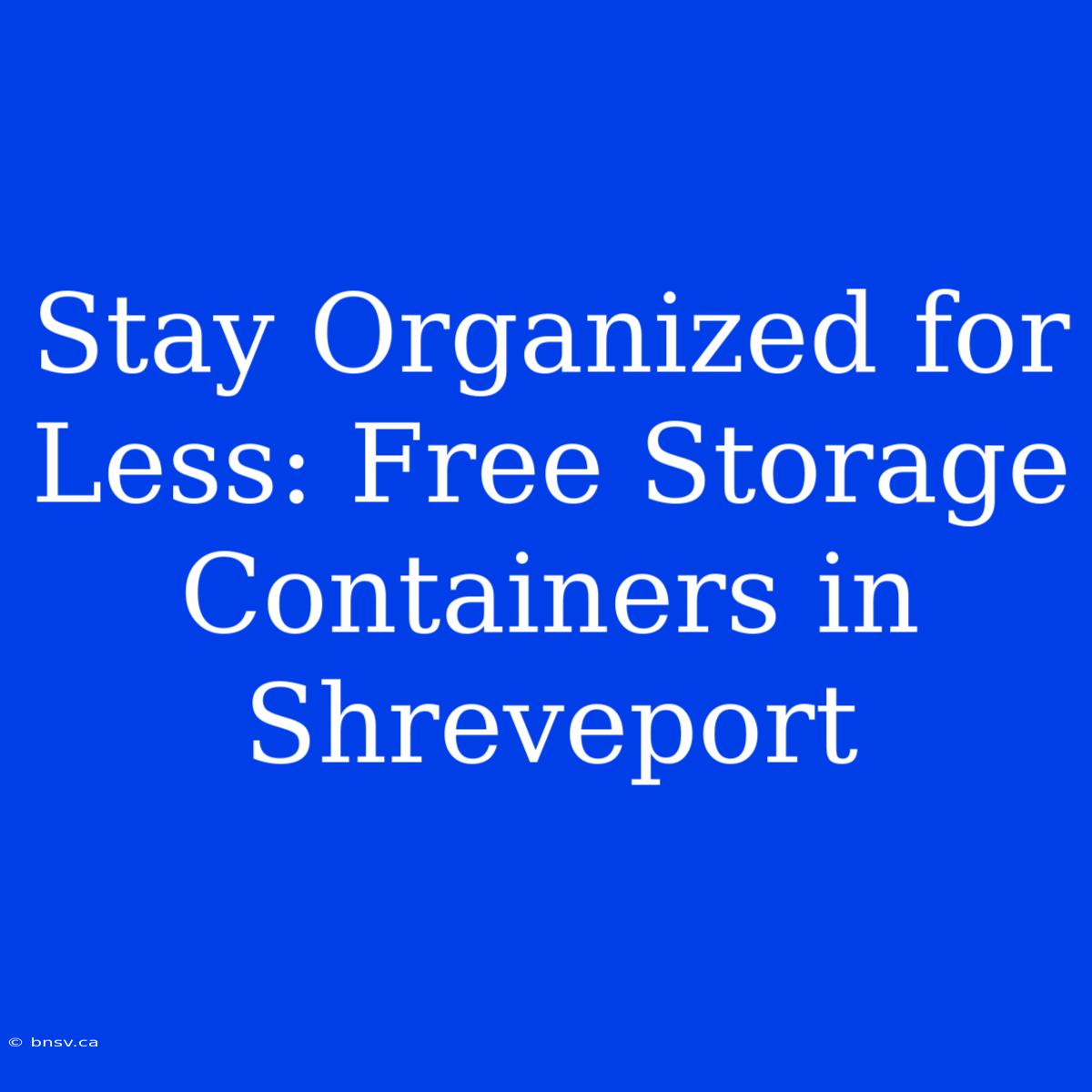 Stay Organized For Less: Free Storage Containers In Shreveport