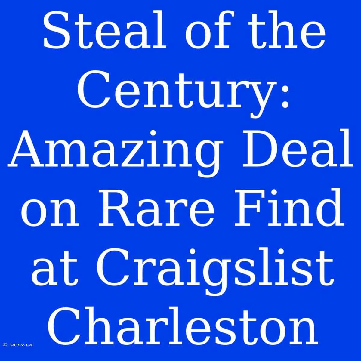 Steal Of The Century: Amazing Deal On Rare Find At Craigslist Charleston