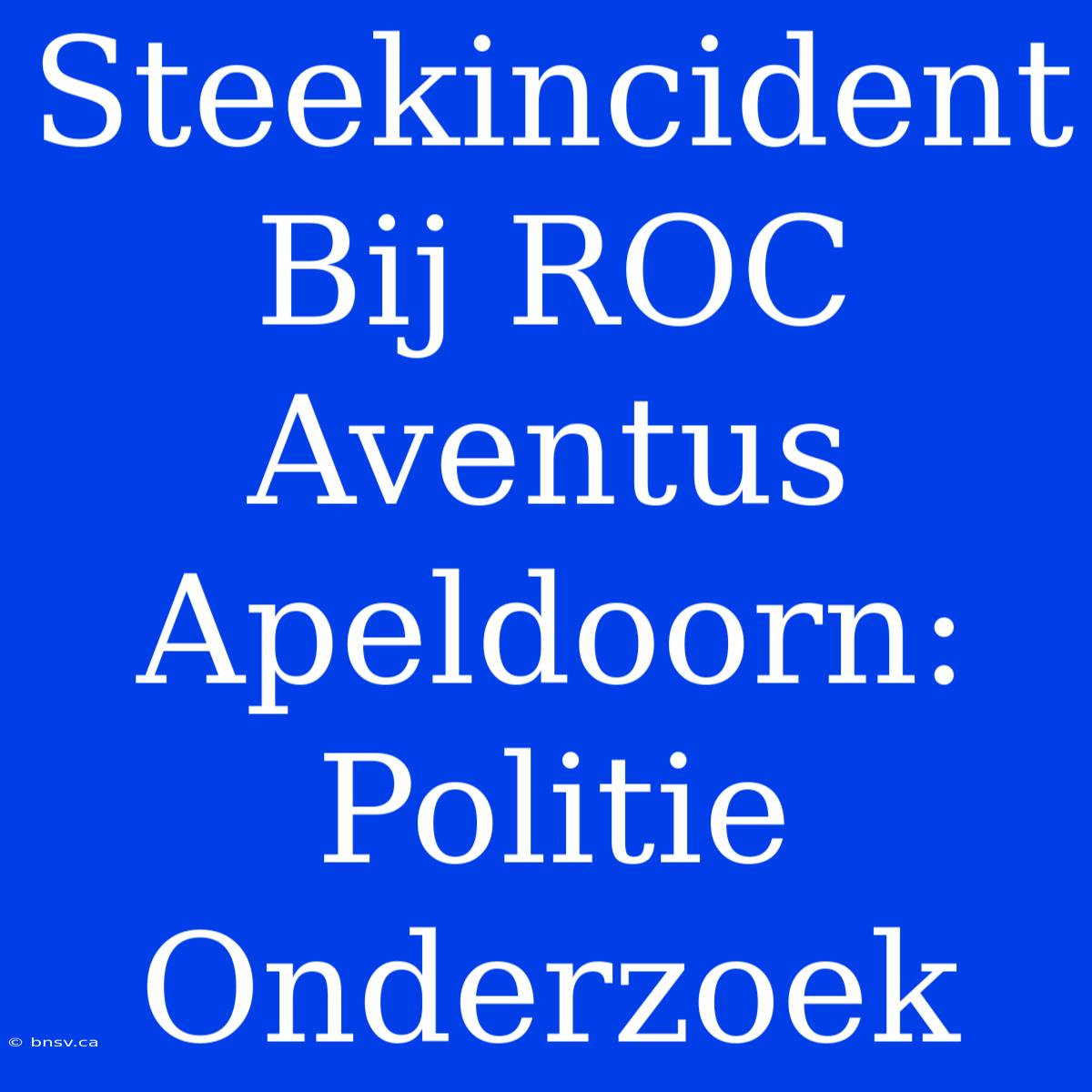 Steekincident Bij ROC Aventus Apeldoorn: Politie Onderzoek