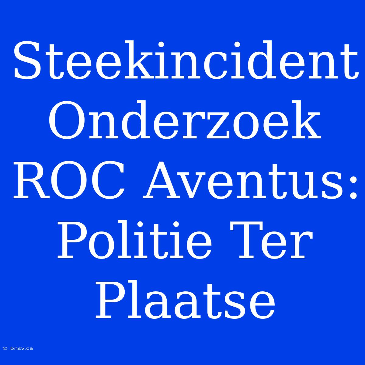 Steekincident Onderzoek ROC Aventus: Politie Ter Plaatse