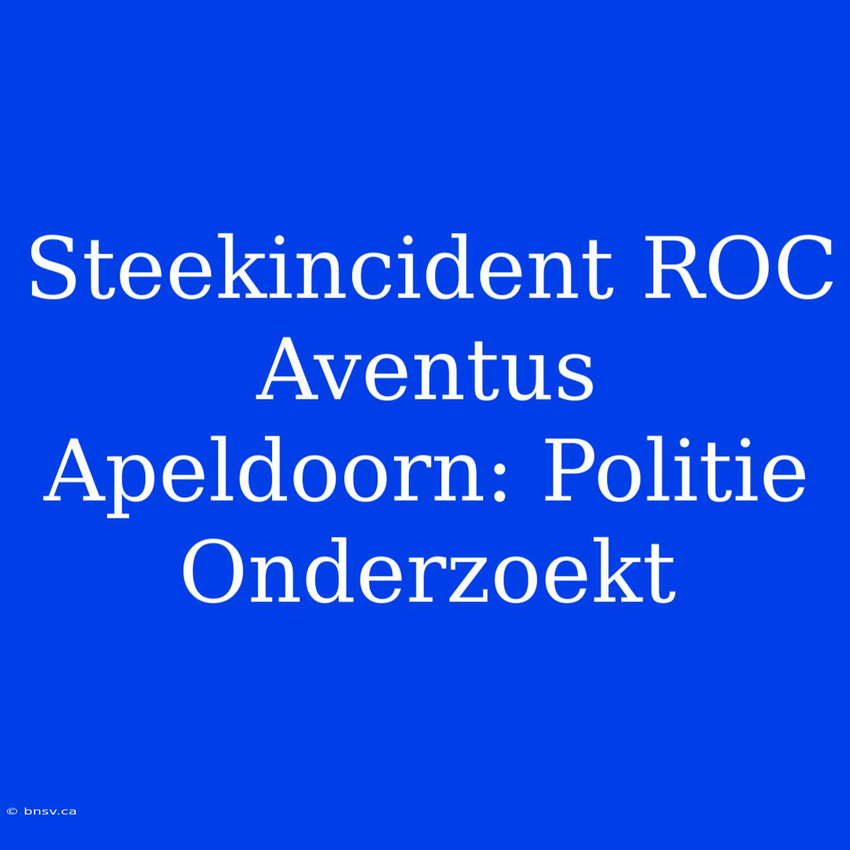 Steekincident ROC Aventus Apeldoorn: Politie Onderzoekt