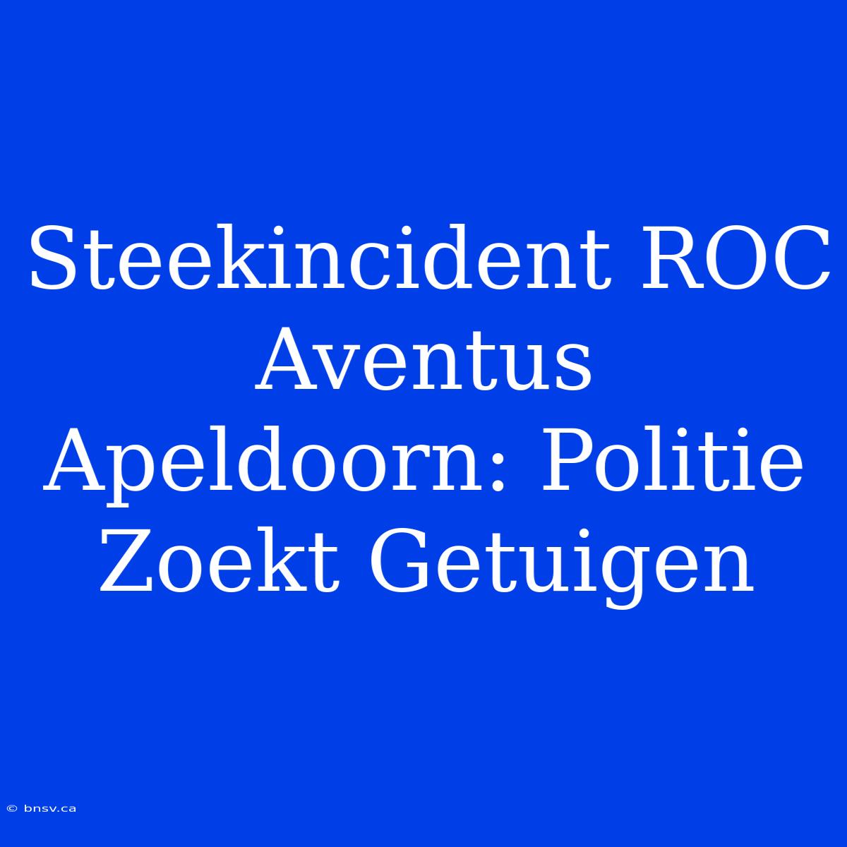 Steekincident ROC Aventus Apeldoorn: Politie Zoekt Getuigen