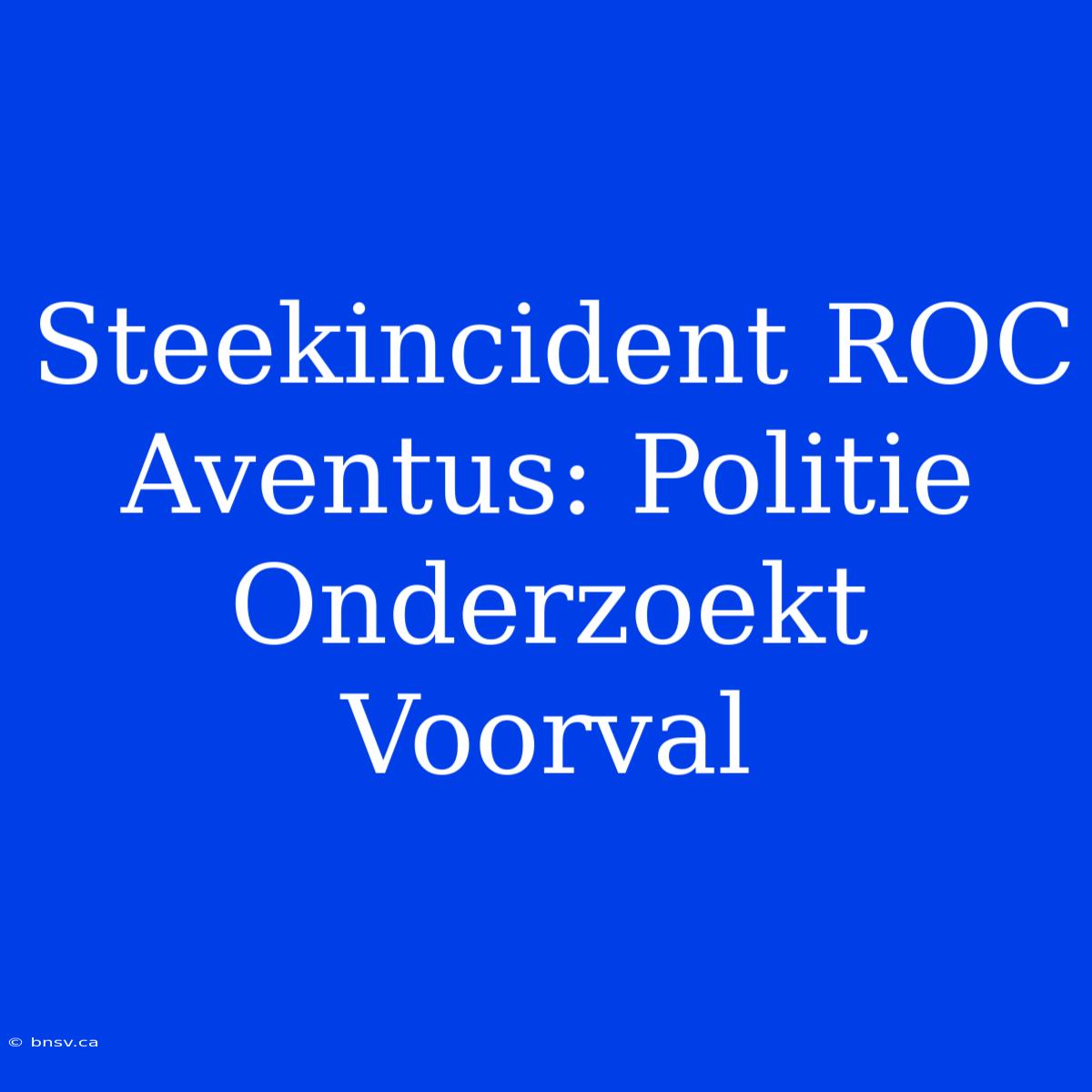 Steekincident ROC Aventus: Politie Onderzoekt Voorval