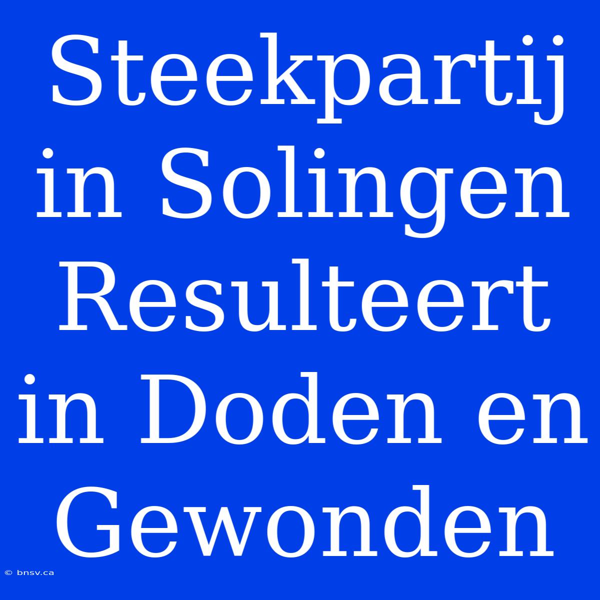 Steekpartij In Solingen Resulteert In Doden En Gewonden