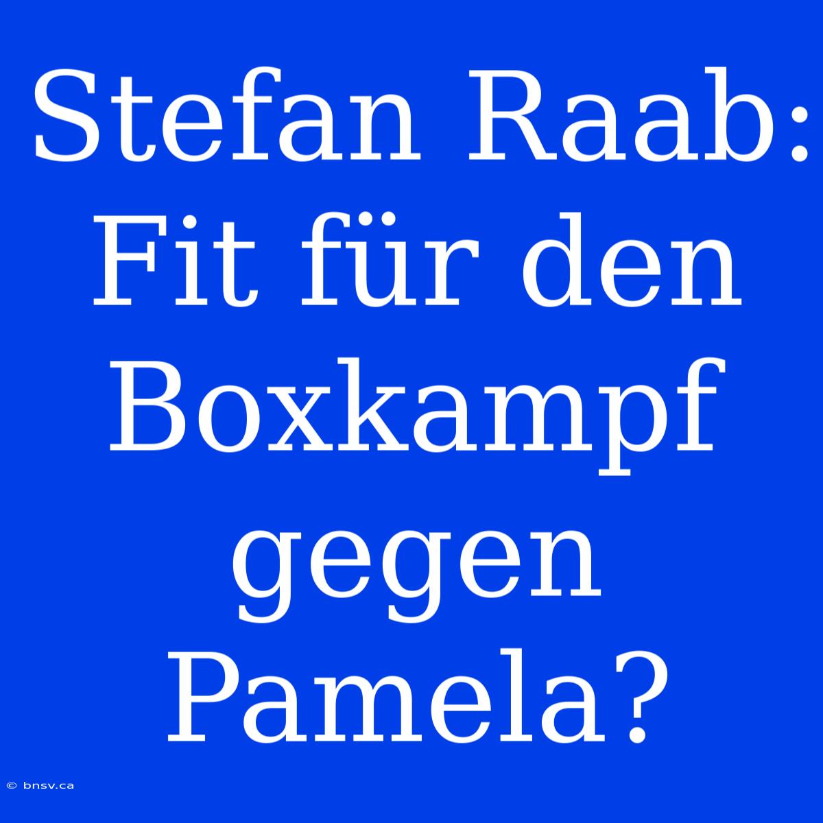 Stefan Raab: Fit Für Den Boxkampf Gegen Pamela?