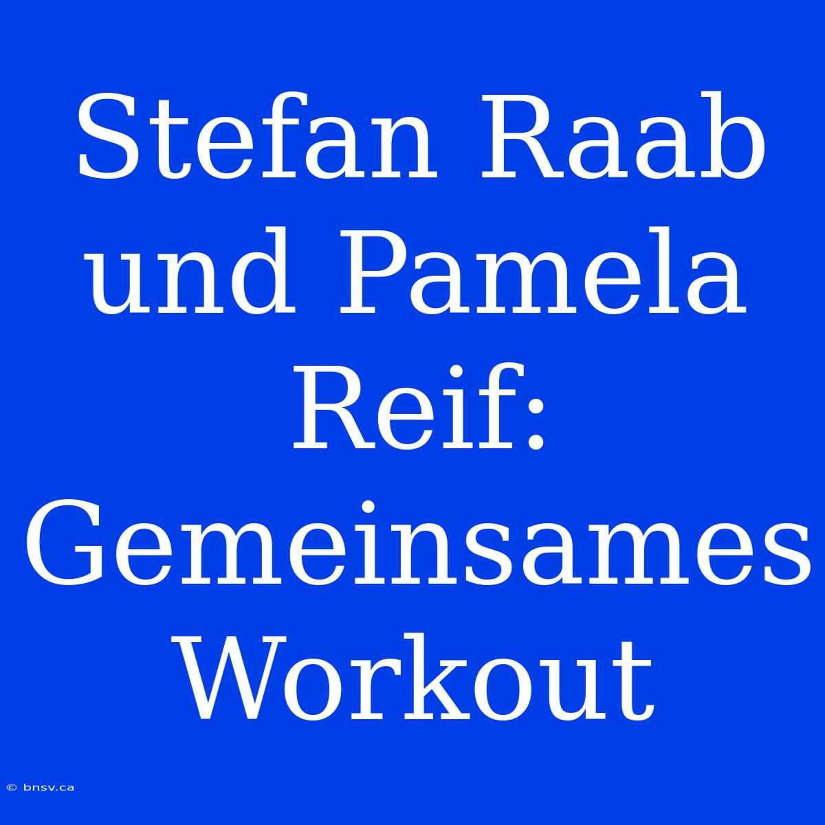 Stefan Raab Und Pamela Reif: Gemeinsames Workout