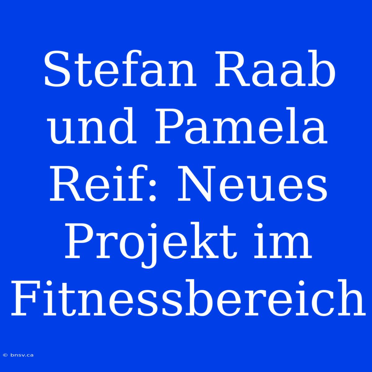 Stefan Raab Und Pamela Reif: Neues Projekt Im Fitnessbereich