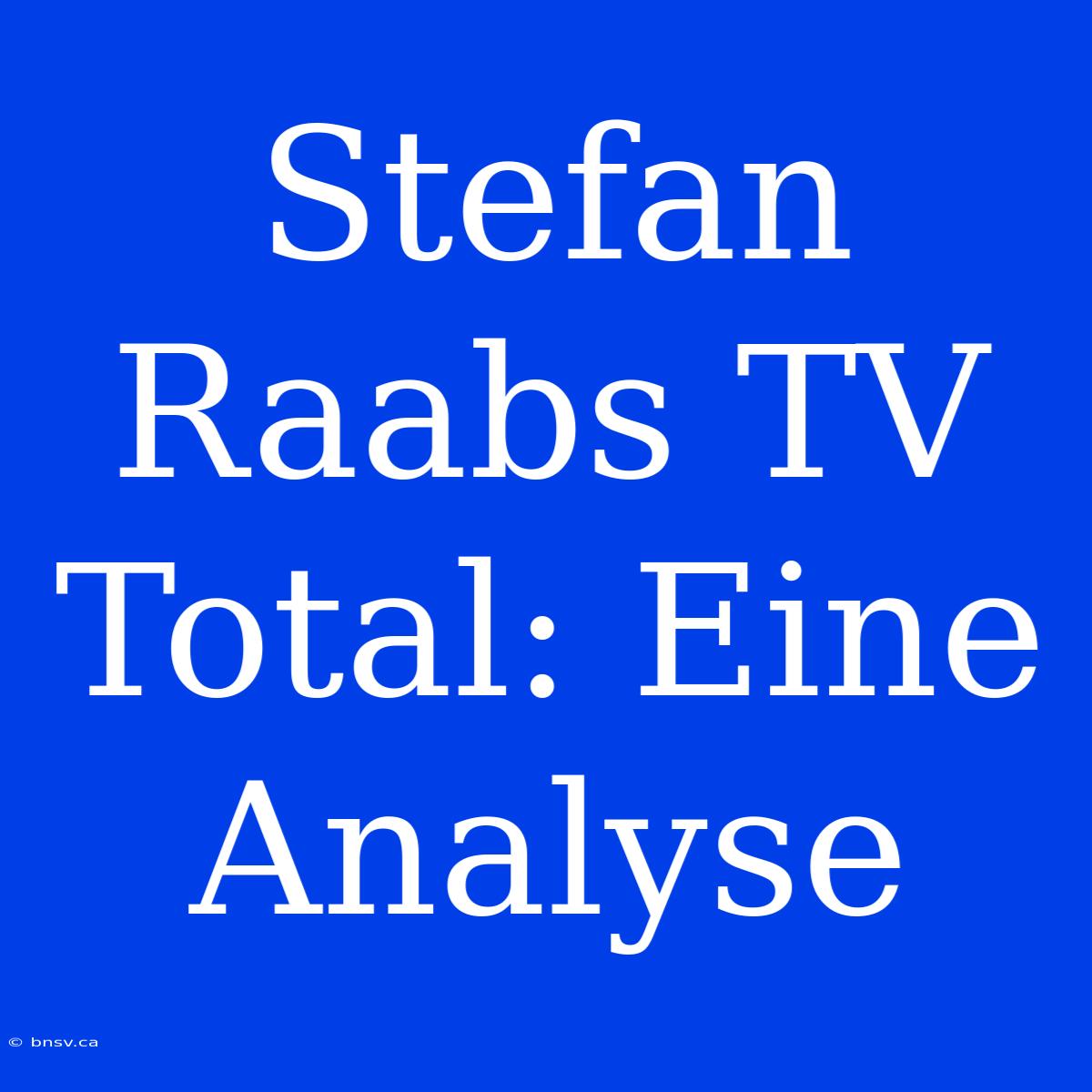 Stefan Raabs TV Total: Eine Analyse