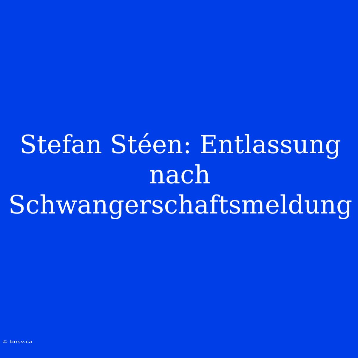 Stefan Stéen: Entlassung Nach Schwangerschaftsmeldung